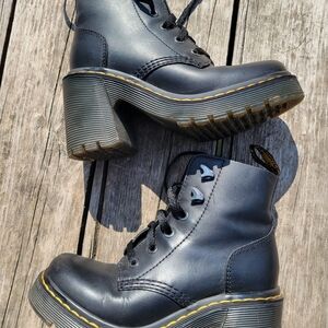 Dr. Martens Black Combat Moto Boots with Chunky Soles